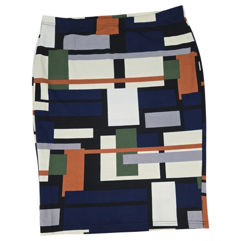 Emery Rose Wom 1XL NWOT Stretch Pencil Skirt Geometric Artsy Office Wear Career